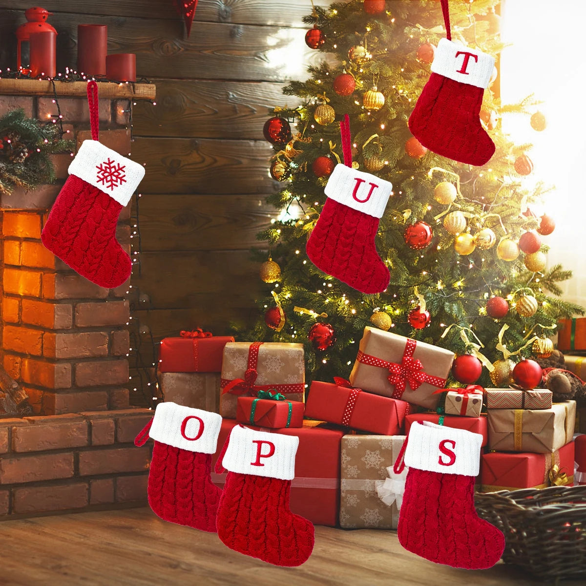 Socks Knitting Snowflake Letter