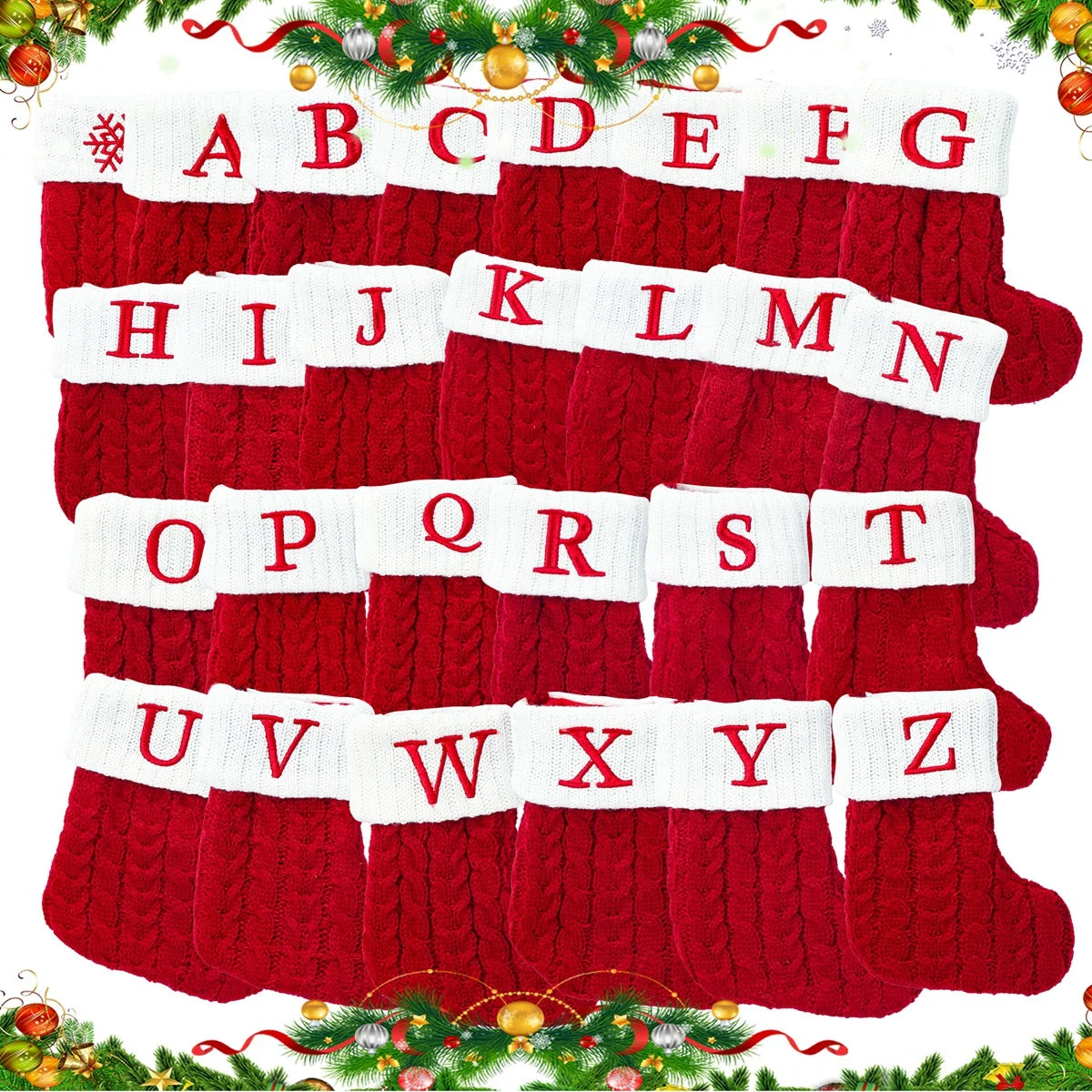Socks Knitting Snowflake Letter