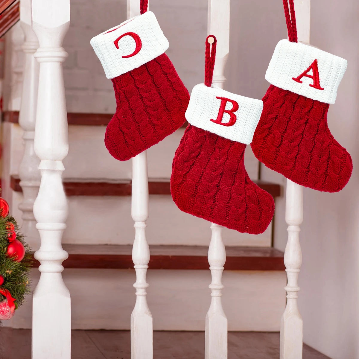 Socks Knitting Snowflake Letter