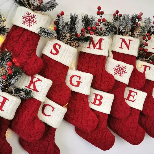 Socks Knitting Snowflake Letter