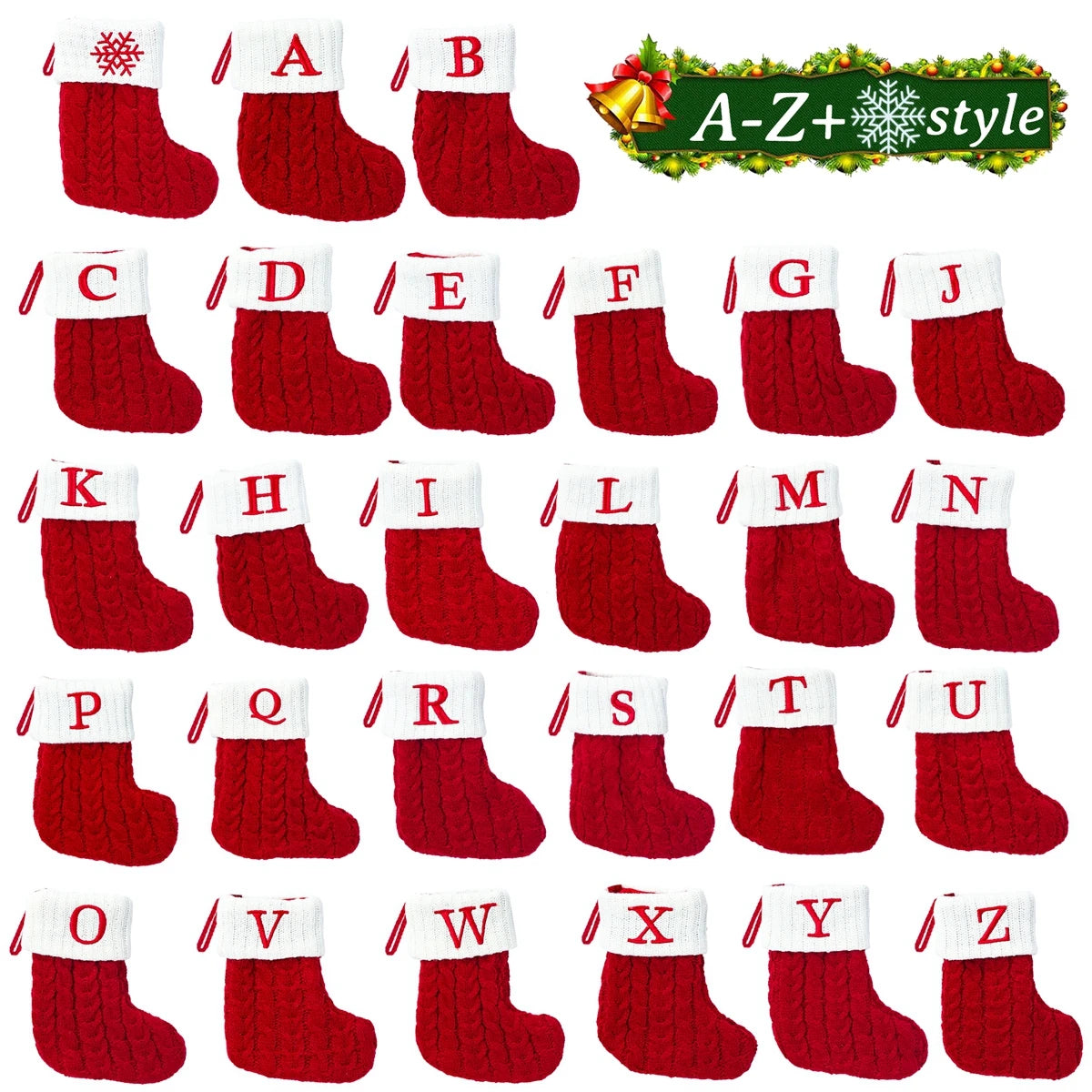 Socks Knitting Snowflake Letter