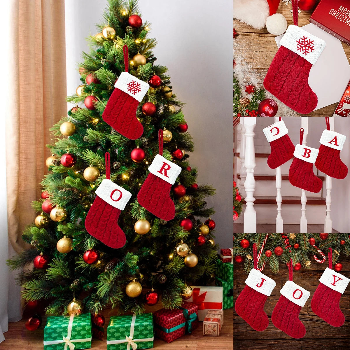 Socks Knitting Snowflake Letter