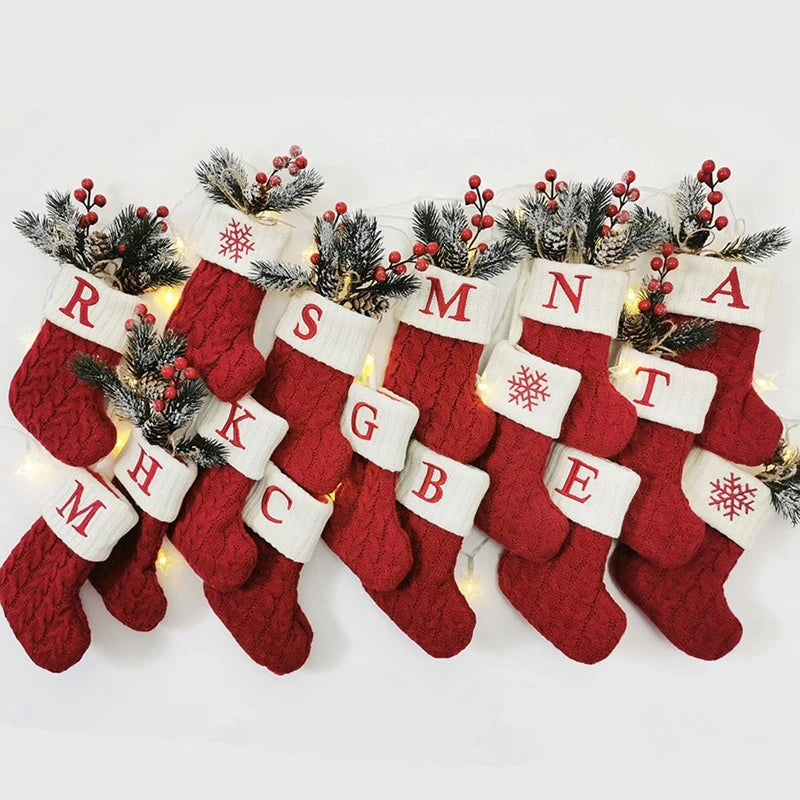 Socks Knitting Snowflake Letter